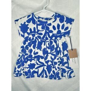 Nordstrom By Cristina Martinez Graphic Dress Size 6 Months Baby Girl Floral Blue